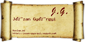 Józan Györgyi névjegykártya