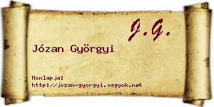 Józan Györgyi névjegykártya